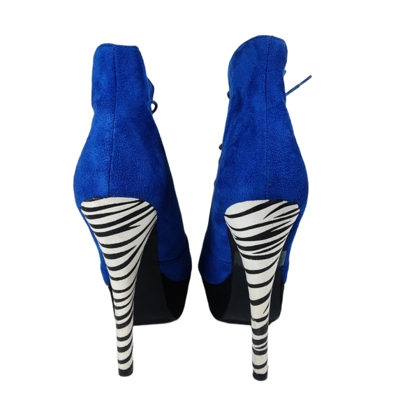 Sz 7.5 Faux suede blue & Zebra pattern high heels - Picture 4 of 8